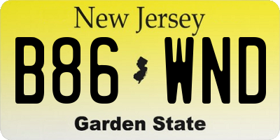 NJ license plate B86WND