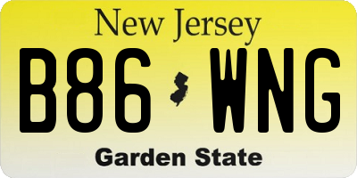 NJ license plate B86WNG