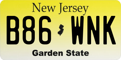 NJ license plate B86WNK