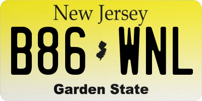 NJ license plate B86WNL