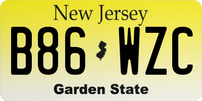 NJ license plate B86WZC