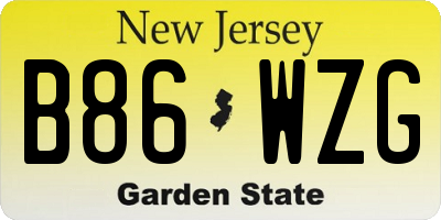 NJ license plate B86WZG