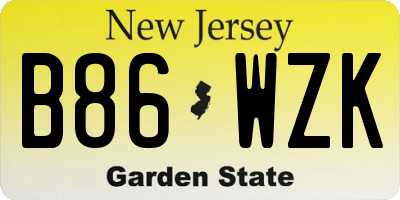 NJ license plate B86WZK