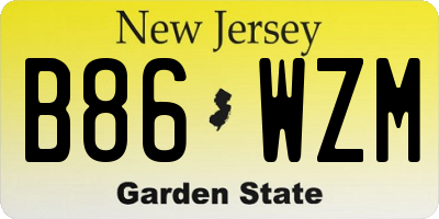 NJ license plate B86WZM