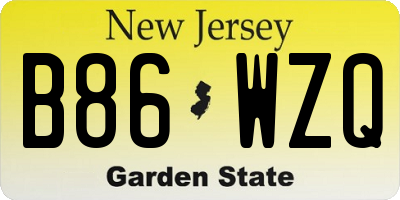 NJ license plate B86WZQ