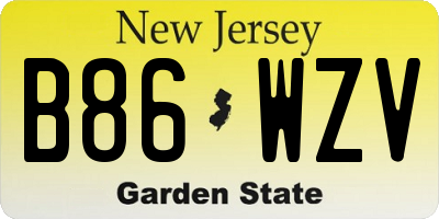 NJ license plate B86WZV