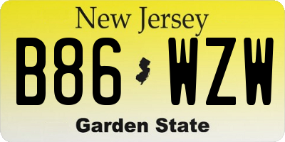 NJ license plate B86WZW