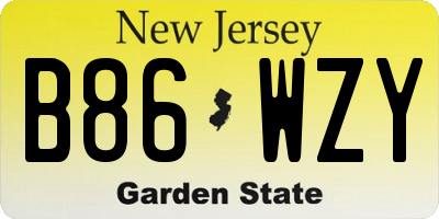 NJ license plate B86WZY