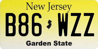 NJ license plate B86WZZ