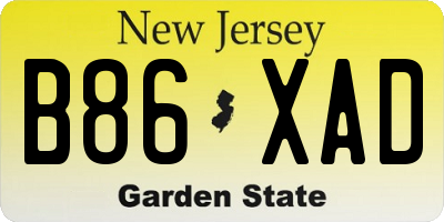 NJ license plate B86XAD
