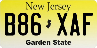 NJ license plate B86XAF