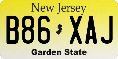 NJ license plate B86XAJ