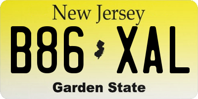 NJ license plate B86XAL