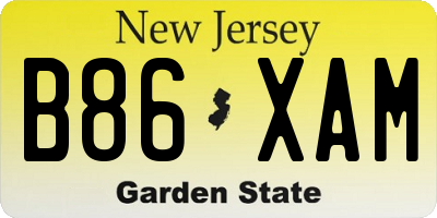 NJ license plate B86XAM