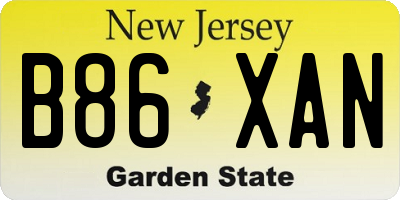 NJ license plate B86XAN