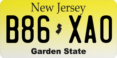 NJ license plate B86XAO