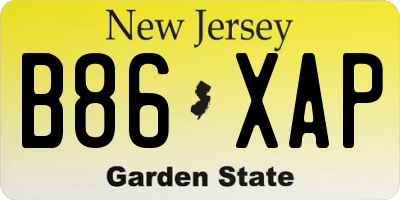 NJ license plate B86XAP