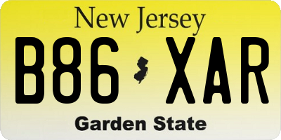 NJ license plate B86XAR