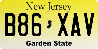 NJ license plate B86XAV