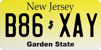 NJ license plate B86XAY