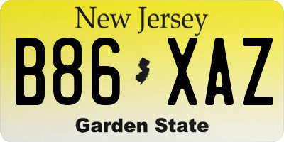 NJ license plate B86XAZ