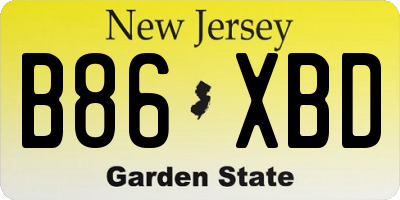 NJ license plate B86XBD