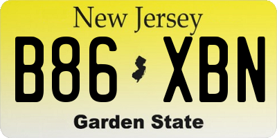 NJ license plate B86XBN