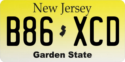 NJ license plate B86XCD