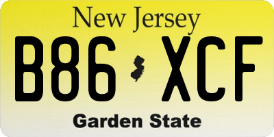 NJ license plate B86XCF