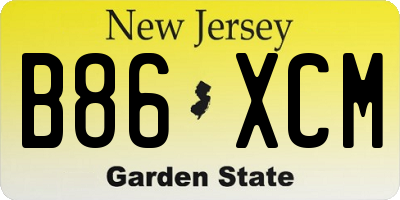 NJ license plate B86XCM