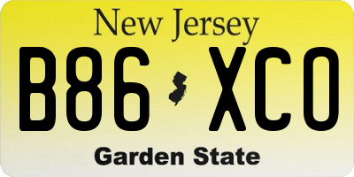 NJ license plate B86XCO