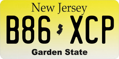 NJ license plate B86XCP