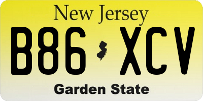 NJ license plate B86XCV