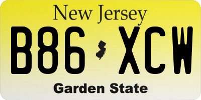 NJ license plate B86XCW