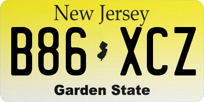 NJ license plate B86XCZ