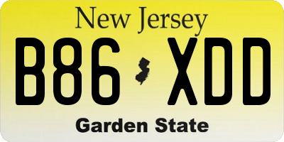 NJ license plate B86XDD