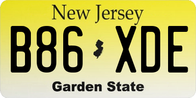 NJ license plate B86XDE