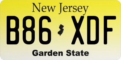 NJ license plate B86XDF
