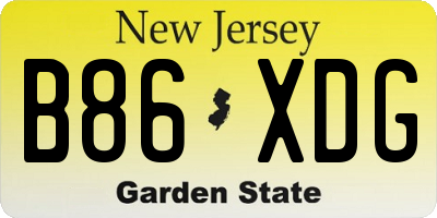 NJ license plate B86XDG