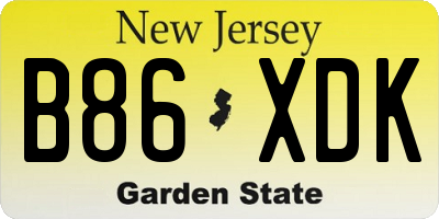 NJ license plate B86XDK