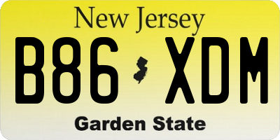 NJ license plate B86XDM