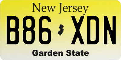 NJ license plate B86XDN
