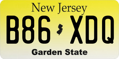 NJ license plate B86XDQ
