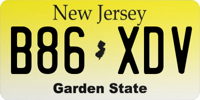 NJ license plate B86XDV