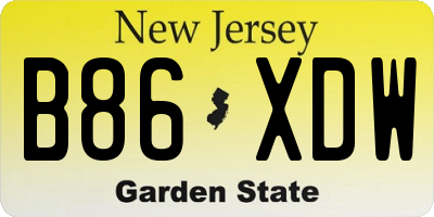NJ license plate B86XDW