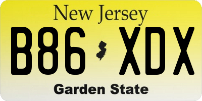 NJ license plate B86XDX