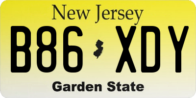 NJ license plate B86XDY
