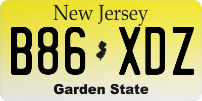 NJ license plate B86XDZ