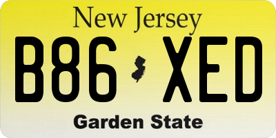 NJ license plate B86XED