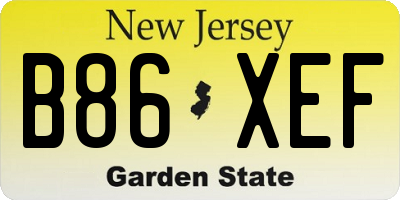 NJ license plate B86XEF